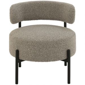 Hellin Fauteuil lounge en métal noir et bouclette - gerda