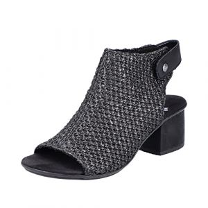 Rieker Femme 64670 Sandale, Noir, 42 EU