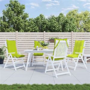 VidaXL Lot de 4 Coussins de Chaise &agrave; Dossier Haut, Galette de Si&egrave;ge Imperm&eacute;able, Coussin d'Ext&eacute;rieur Anti-glissement Jardin Terrasse, Vert Vif