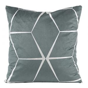Eurofirany Housse de Coussin élégante en Velours avec imprimé 45 x 45 cm - Housse de Coussin en Velours Doux - Motif Losanges - Argenté
