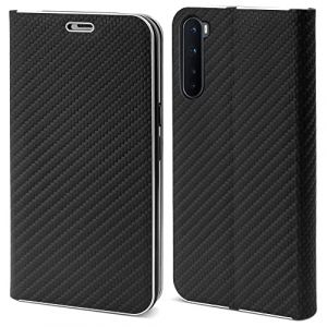 Moozy &Eacute;tui portefeuille Black Carbon pour OnePlus Nord