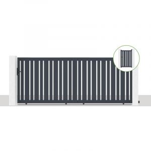 Pack portail coulissant 400x160cm VEYMONT + Portillon 1m VEYMONT H.160cm Gris