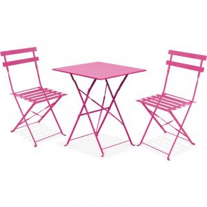 Image de Table bistrot de jardin et 2 chaises pliantes Rose - BOUTIQUE JARDIN