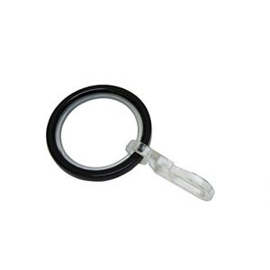 Image de GARDINIA Anneau pour Tringle à Rideau de 20 mm de Diamètre, Insert Coulissant et Crochet Pliant Inclus, 6 Pièces, Série Chicago, Largeur 4 mm, Métal, Noir