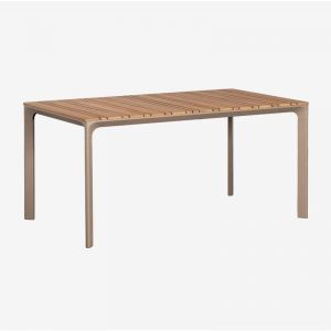 Table de jardin rectangulaire en aluminium et bois de teck (160x90 cm) Katiana SKLUM Brun Moka