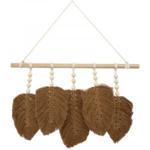 Atmosphera Créateur D'intérieur - Déco mural feuilles Odina bois tissu L58cm