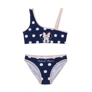 Image de Maillot de Bain Enfant Deux Pièces Minnie Mouse Bleu et Rose 8 Ans Tissu à Séchage Rapide Ceinture Élastique Imprimé Minnie avec Motif à Pois Blanc Produit Original Conçu en Espagne