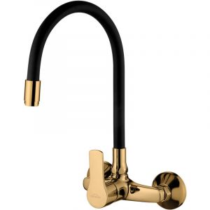 Invena Robinet Cuisine Mitigeur Or Monocommande Bec Flexible - Gold-Black