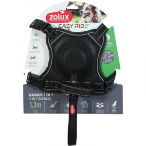 Zolux Harnais et laisse enrouleur intégré m noir pour chien max 33 kg