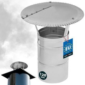 Chapeau de cheminée en acier galvanisé 120 mm - Chapeau de Cheminée pare-pluie de Toit - KOTARBAU