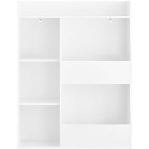 Sobuy Biblioth&egrave;que enfant - 5 compartiments - 80x34x104 cm - Blanc - Coins arrondis - Syst&egrave;me anti-basculement