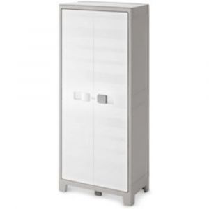 Image de Form Armoire haute universelle blanc 4 tablettes + rangement balais Major L.80 x H.182 x P.44 cm