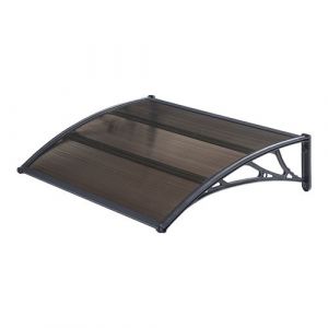 [en.casa] Auvent de Porte d'Entrée Design Marquise d'accueil Résistante aux Intempéries Polycarbonate Aluminium Plastique 5 mm d'Épaisseur 120 x 80 cm Noir Marron