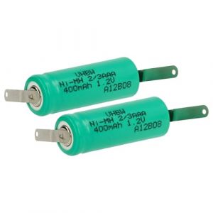 vhbw 2X Batteries Remplacement pour 2/3AAA pour mod&eacute;le RC (400mAh, 1,2V, NiMH, Vert, avec cosse &agrave; souder (Z)) (ElectroPapa, neuf)