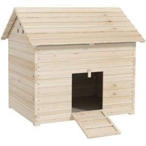 Pawhut Abri pour canards - maison pour canards - toit ouvrant ventilation et porte-rampe - 100 x 82,5 x 91 cm - bois naturel