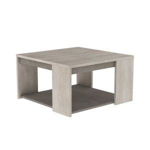 Image de Calicosy Table basse carrée 2 Plateaux L80 cm - Décor chêne et béton - 80 cm X 80 cm X 44,2 cm - ANTIBES Chene Champagne/beton Beige