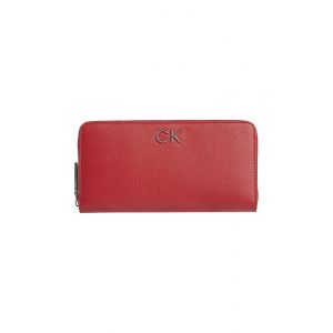 Image de Calvin Klein Grand portefeuille à fermeture zippé et détail de la marque Rouge