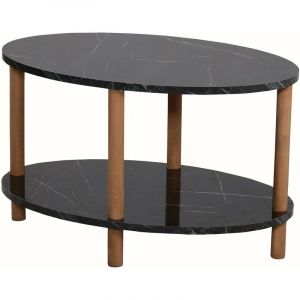 Helloshop26 - Table basse ovale 43 x 70 x 44 cm marbre noir