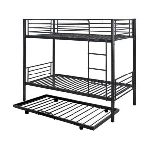 Habitat et Jardin Lit superpos&eacute; avec tiroir gigogne "ADAM" - 90 x 190 cm - M&eacute;tal - Noir