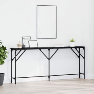 VidaXL Table console Ch&ecirc;ne noir 180 x 23 x 75 cm