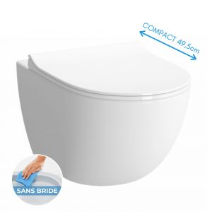 vitra Sento Cuvette compacte sans bride 49,5cm + abattant ultra-fin avec frein de chute (SentoCompactRimless)