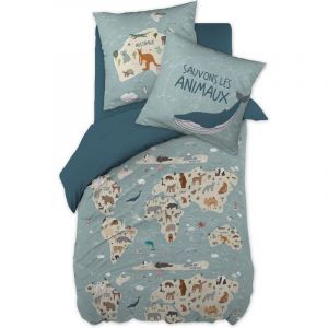 L'effet Papillon - Parure de lit (housse de couette + 1 taie d'oreiller) 140x200 map Multicolore