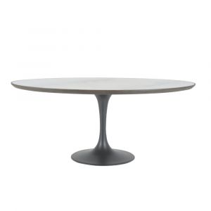 Signature Table de salle à manger ovale en marbre blanc L180 cm - TULIPE