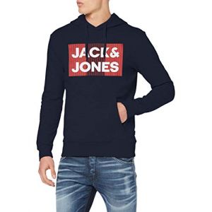 Jack & Jones Jack&Jones JJECORP Logo Sweat Hood Noos Sweatshirt à Capuche, Navy Blazer/Detail:Play-REG, X-Large Homme
