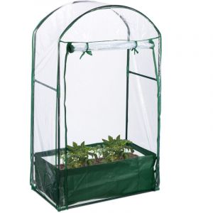 Relaxdays Serre de Balcon, Sac de Plantation, H x l x P : 153 x 89 x 49 cm, Serre en Film, Film PVC, Acier, Transparent/Vert