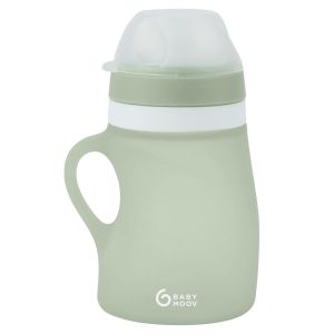 Babymoov Gourde Enfant 150ml - Gourde Silicone Anti Fuites - Limite Fausse Route - Gourde Paille Intégrée x2 Tailles - Poignée - Prise en Main Ergonomique - Dès 6 Mois