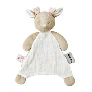 Nattou Mini Doudou Vache cerf, Compagnon d&egrave;s la Naissance, env. 25 cm, en Polyester/Coton, pour Fan, Blanc