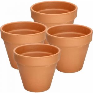 Image de Kotarbau - Lot de 4 pots de fleurs en terre cuite ø 15 cm avec bord pour l'intérieur et le jardin