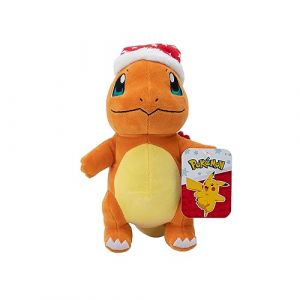 Jazwares Pokemon PKW3103-20 cm Peluche d'hiver Glumanda avec Bonnet de Noël, Peluche Officielle