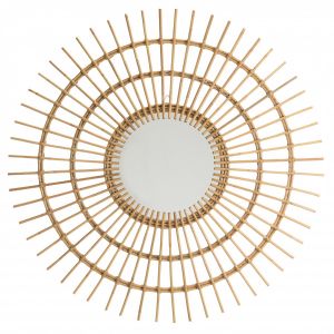 Macabane Miroir rond modèle soleil en rotin D100