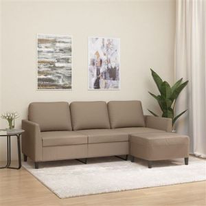 VidaXL Canapé à 3 places avec repose-pieds Cappuccino 180cm Similicuir