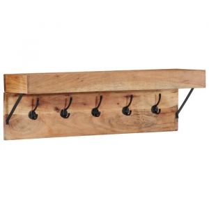 Porte manteau avec étagère murale en bois d acacia massif et métal