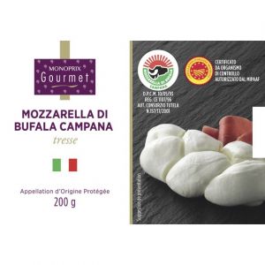 Monoprix gourmet Mozzarella di Bufala Campana AOP tresse - La barquette de 200g net &eacute;goutt&eacute;