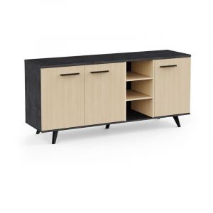 Demeyere Enfilade Buffet - kent - Chene de fil / Sidewalk - 3 portes ouvrantes - 3 niches - l 160,7x l 43,9x H73,3 cm