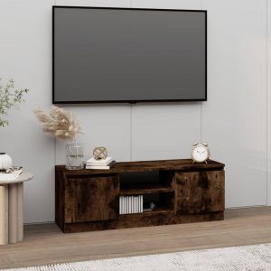 Image de VidaXL Meuble TV avec porte Chêne fumé 102x30x36 cm