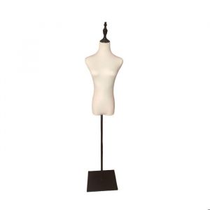 Relaxdays Mannequin Couture f&eacute;minin r&eacute;glable 140&ndash;175 cm, Pied m&eacute;tal, Blanc/Noir, 175x37x23 cm