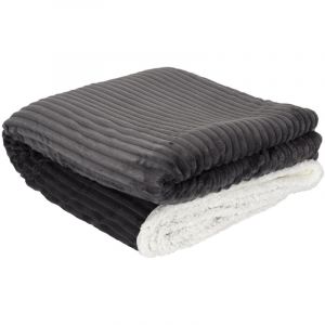 Linnea Plaid flanelle c&ocirc;tel&eacute; 180x220 cm sherpa gris