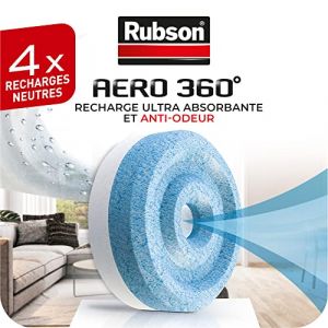 Rubson AERO 360° Recharges en tabs neutres pour absorbeur d'humidité, recharges pour déshumidificateurs ultra absorbantes et anti odeur, 4 x 450 g - Packaging renforcé pour un envoi en toute sécurité