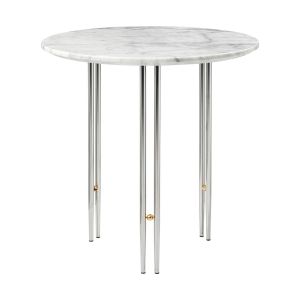 Gubi Table basse IOI Ø50 cm Chrome-laiton-marbre blanc