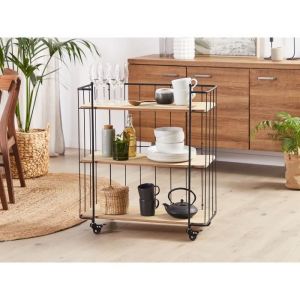Beliani Desserte de cuisine en bois clair et métal noir GABBS