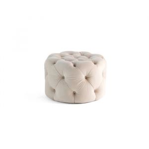 Gallata - pouf Chesterfield rond - en velours - Beige