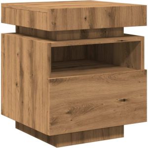 VidaXL Armoire de chevet et lumières LED chêne artisanal 40x39x48,5 cm