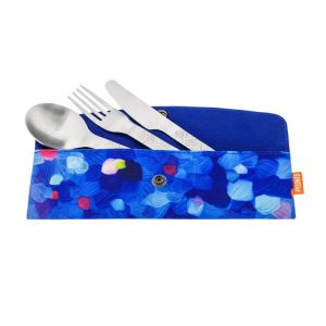Set de 3 couverts bleu acier inoxydable 19 x 0 x 6 cm