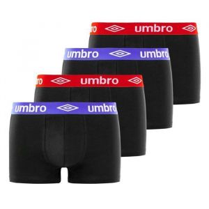 Umbro Boxer Homme Ultra-Doux, Calecon Homme, Respirant, Agréable (Lot de 4), Noir Taille L