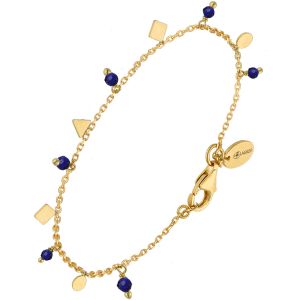 Bracelet Argent Dor&eacute; Pampilles De Forme G&eacute;om&eacute;trique Et Pierre Lapis