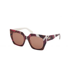Emilio Pucci Femme EP0197 99E Lunettes de soleil Ac&eacute;tate Multicolore Marron Papillon Normale